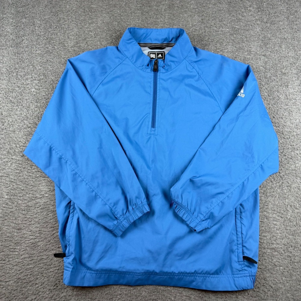 Adidas Windbreaker Jacket Men's Large Blue ClimaProof Quarter Zip 715138